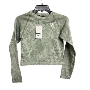 New Womens Best‎ Evolution Seamless Midi Long Sleeve Shirt Olive Green Camo